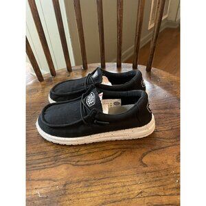 HEYDUDE Kids Slub Canvas Slip On Comfortable & Light-Weight Black Youth 2